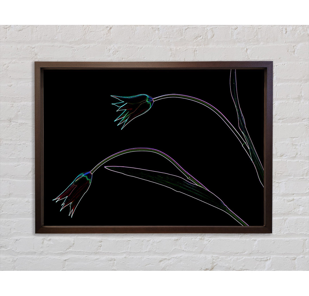 Gerahmtes Leinwandbild Abstract Neon Floral 27