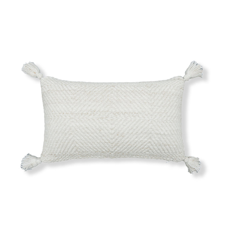 Housse et insert d'oreiller intérieur / extérieur en polyester Sierra, 12 po x 21 po, Rectangulaire, Blanc
