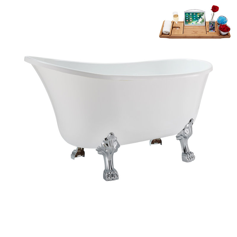 51.2'' x 25.6'' Soaking Acrylic Bathtub, Polished Chrome, Polished Chrome