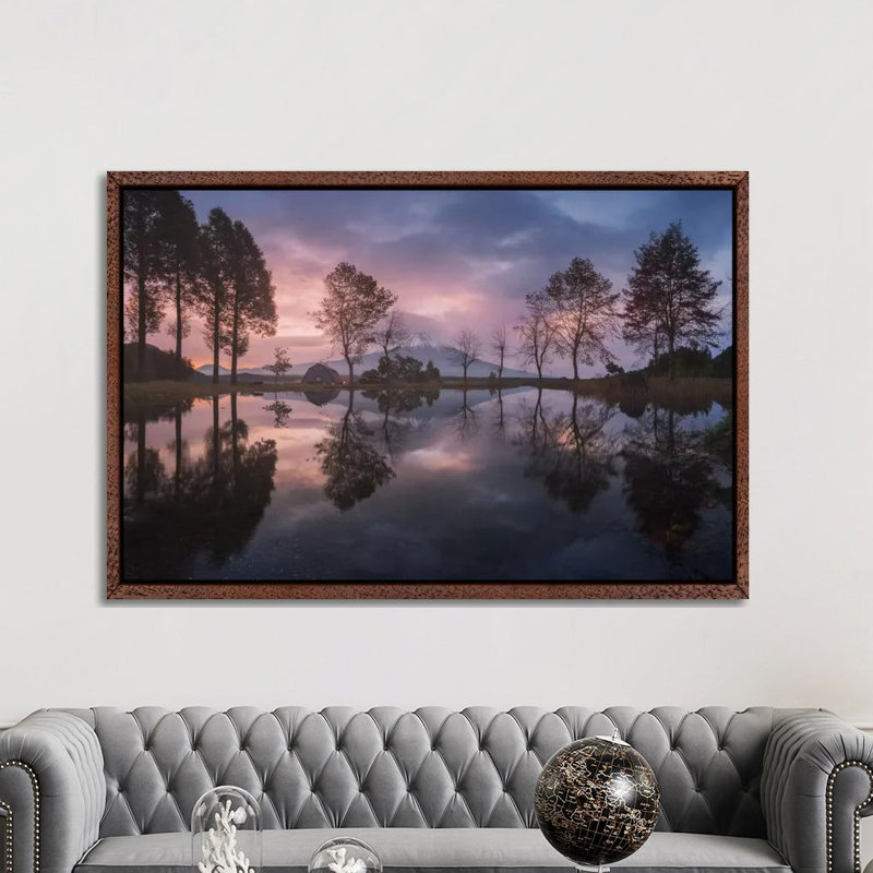 Mount Fuji-San, Japan by Daniel Kordan - Print on Canvas, 152.5 cm H x 101.5 cm W, Classic Brown Wood Framed