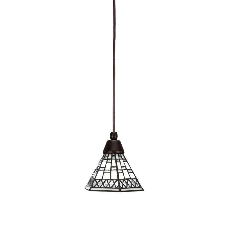Mini-luminaire suspendu en corde étain avec verre d'art étain 7 po, Bronze huilé