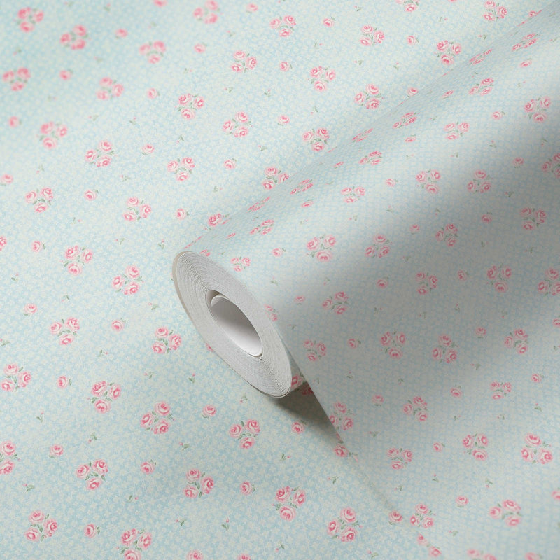 Maison Charme Vintage Rose Motif 10.05m x 53cm Wallpaper Roll, Pink