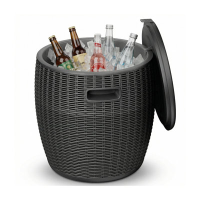 36L Rattan-Style Ice Bucket With Drain Plug