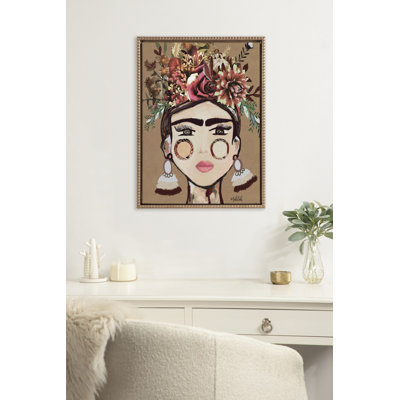 Warm Frida by Inkheart Designs Framed Canvas Wall Art Print
