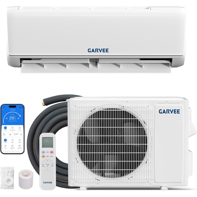 12 000 BTU mini pompe à chaleur AC et à chaleur divisée, 208-230 V 18,5 SEER2, WiFi intégré et contrôle de l'application, compatible avec Alexa, refroidit / chauffe 750 pieds carrés