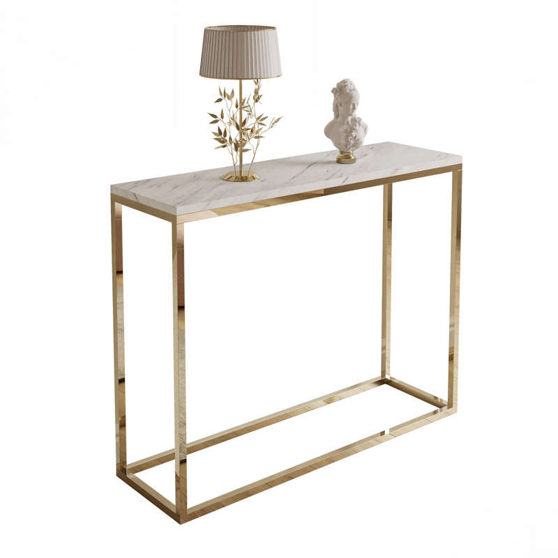 Claborn Stone Top Console Table, 80cm H x 100cm W x 30cm D , Levanto Marble