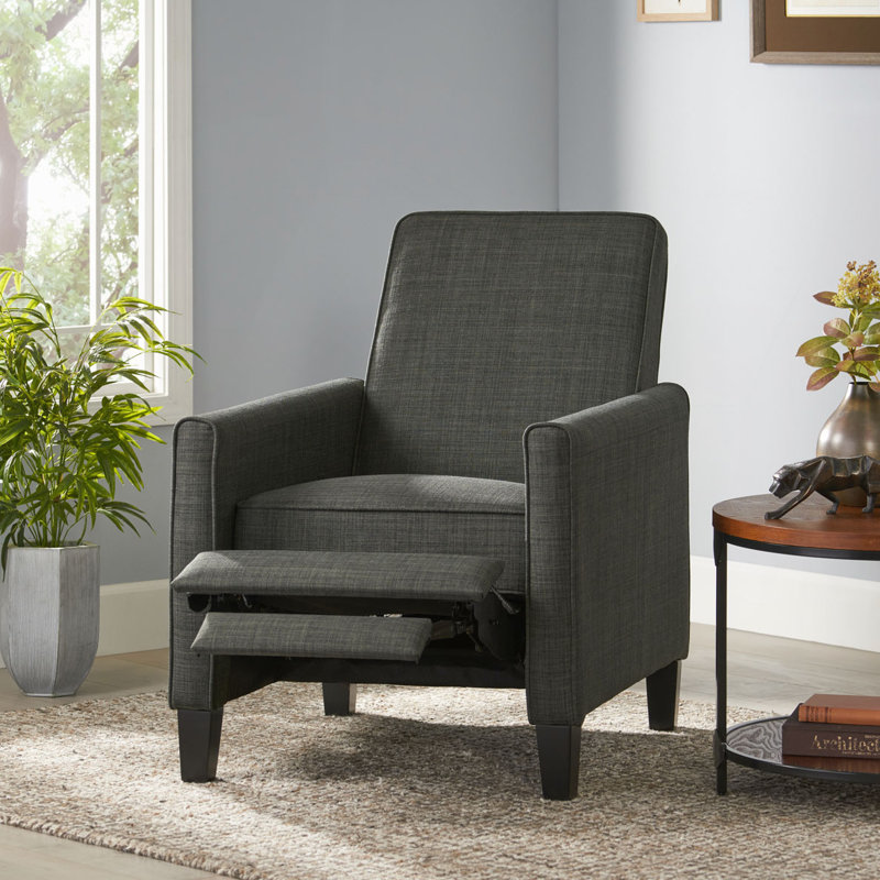 Push Back Manual Recliner Chair, Dark Grey
