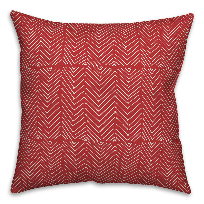 Coussin décoratif , 18 po x 18 po, Chevron rouge