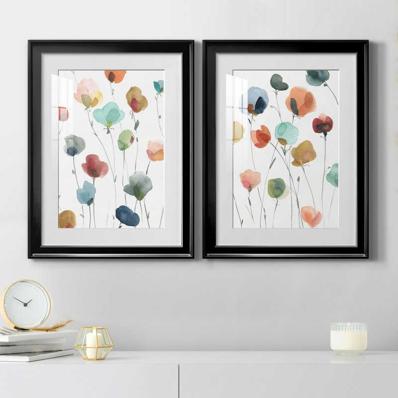 «Lollipop Garden I», ensemble de 2 impressions, Impression encadrée avec passe-partout, H 22,5 po x l 61 po, Noir