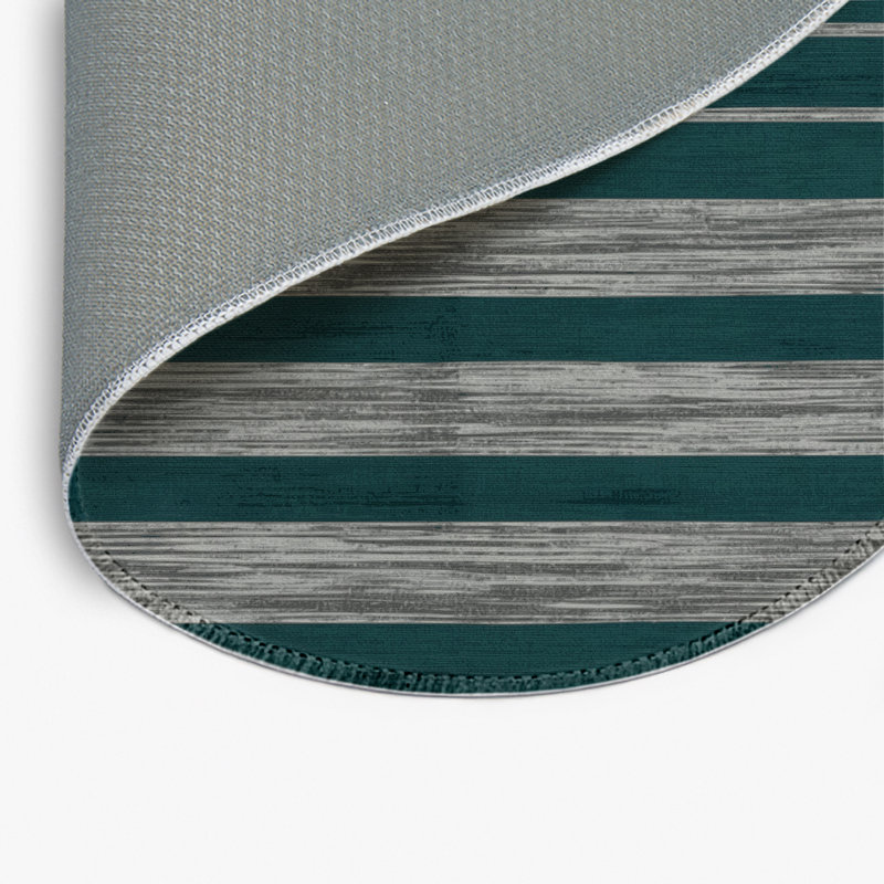 Tapis intérieur / extérieur bleu HorizontalStripes, Rond 5 pi