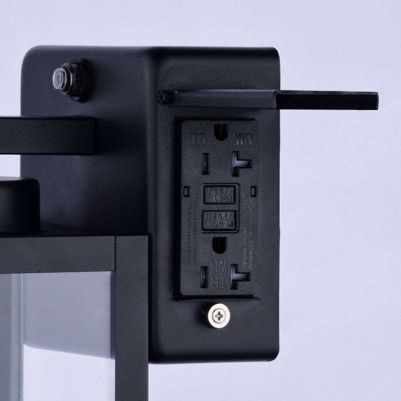 Anderton 12.25 in. H 1-Light Textured Black Dusk to Dawn Sensor Outdoor Wall Sconce, Durable Metal, Clear Glass Shade, LED Compatible for Exterior Porch Patio Front Door or Garage