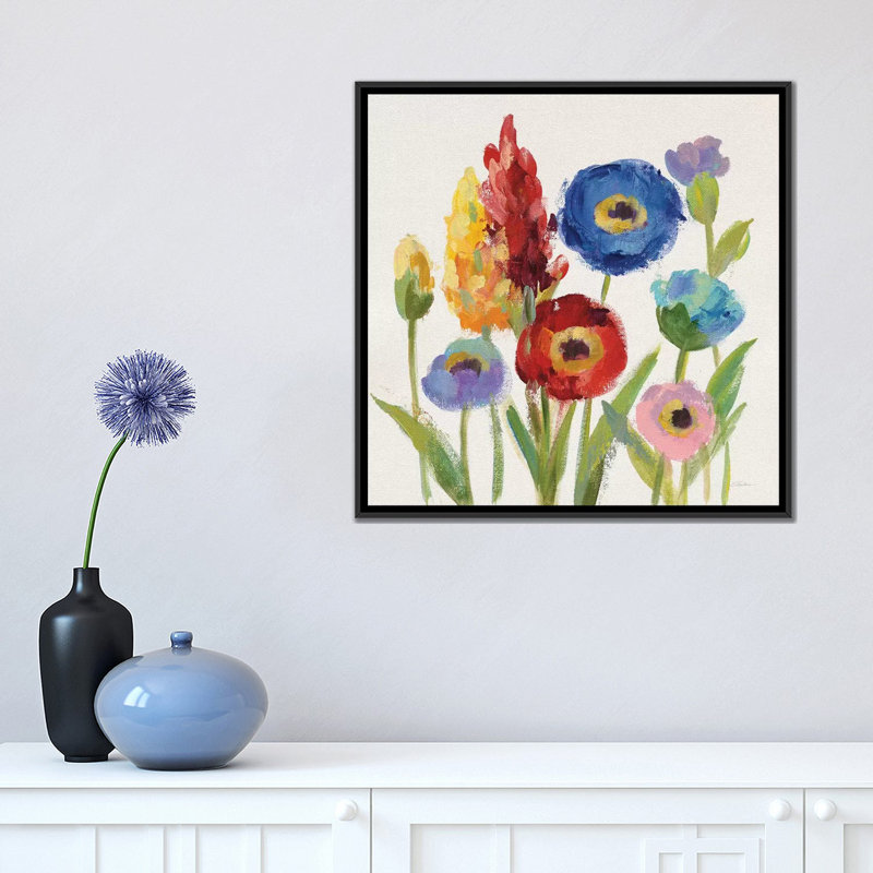 «Wild Garden I», impression sur toile tendue, H 26 po x l 26 po x P 1,5 po, Toile avec cadre noir, Pas de tapis