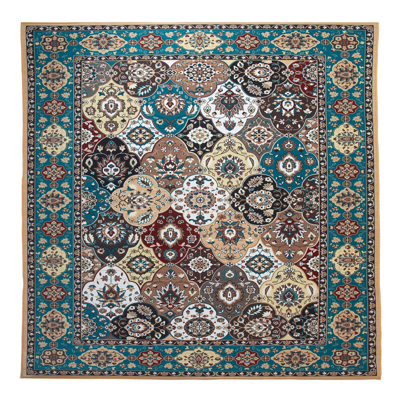 Tapis vert lavable à la machine avec rembourrage intégré et envers antidérapant, Carré 8 pi
