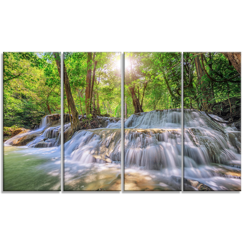 « kanchanaburi cascade », ensemble de 4 reproductions de photos sur toiles tendues