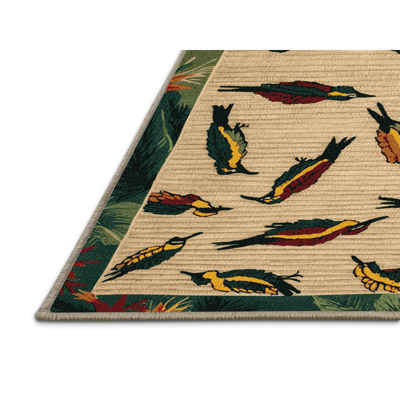  Washable Hawaiian Honeycreepers Hawaiian Area Rug, Rectangulaire 2 pi x 3 pi