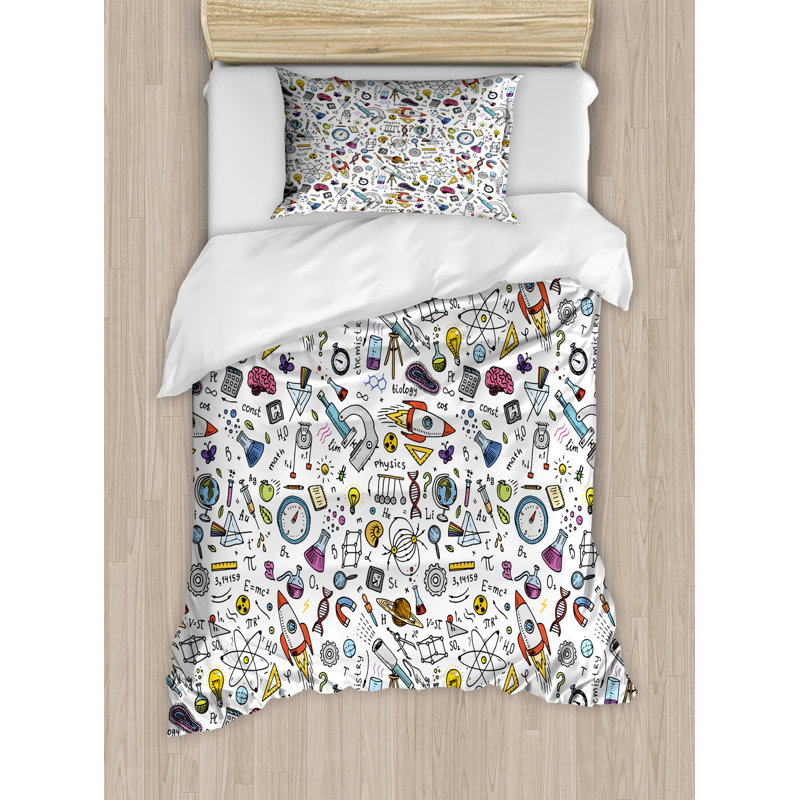  Multicolore, ensemble de housse de couette Ambesonne Science, laboratoire de science, simple
