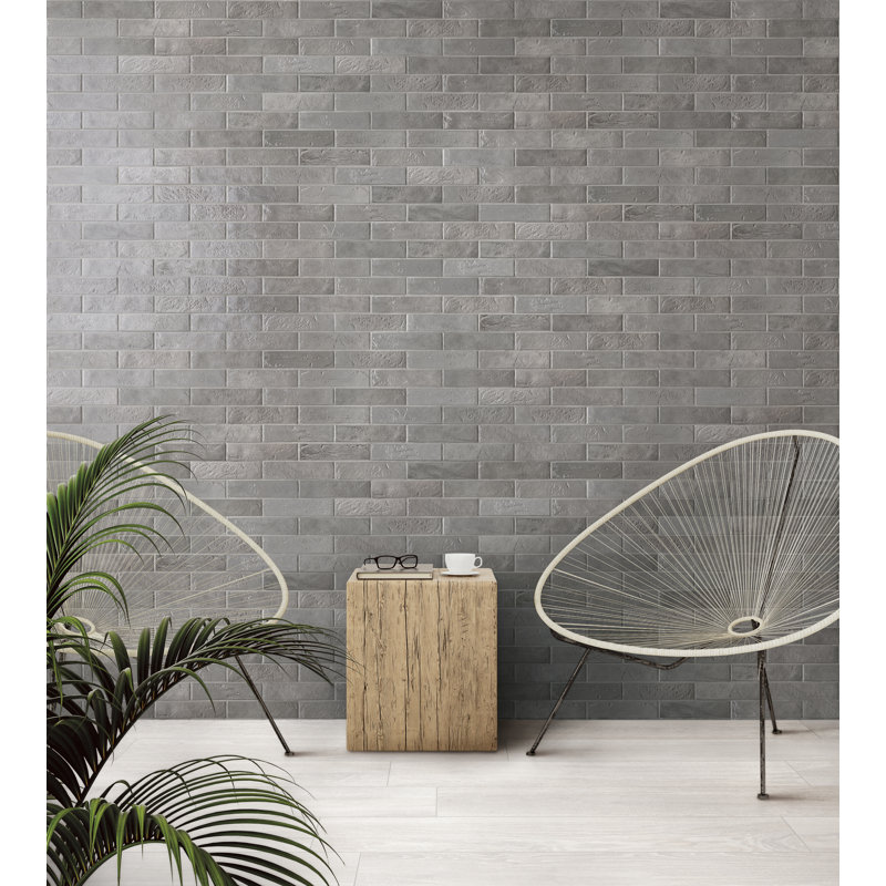 2" x 10" Porcelain Tile, Light Gray