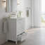 Meuble-lavabo simple de 24 pouces avec lavabo en céramique, portes texturées et pieds en pin, rangement à 1 tiroir et porte à fermeture en douceur-1525873818