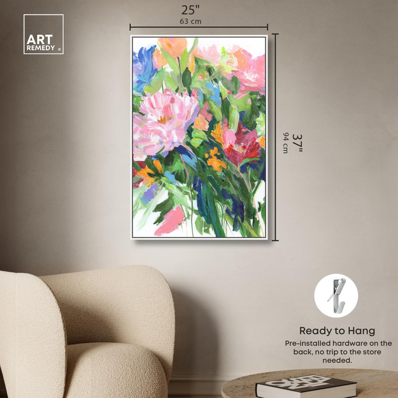 Blissful Beauty Canvas New Floral Wall Art by Art Remedy, 37" H x 25" W, White Framed