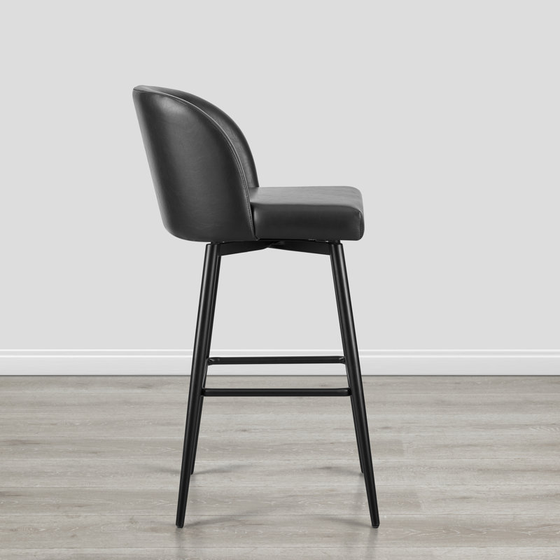 Tabouret de bar et de bar Benedit, Tabouret de bar (siège d'une hauteur de 30 po), Similicuir grainé noir