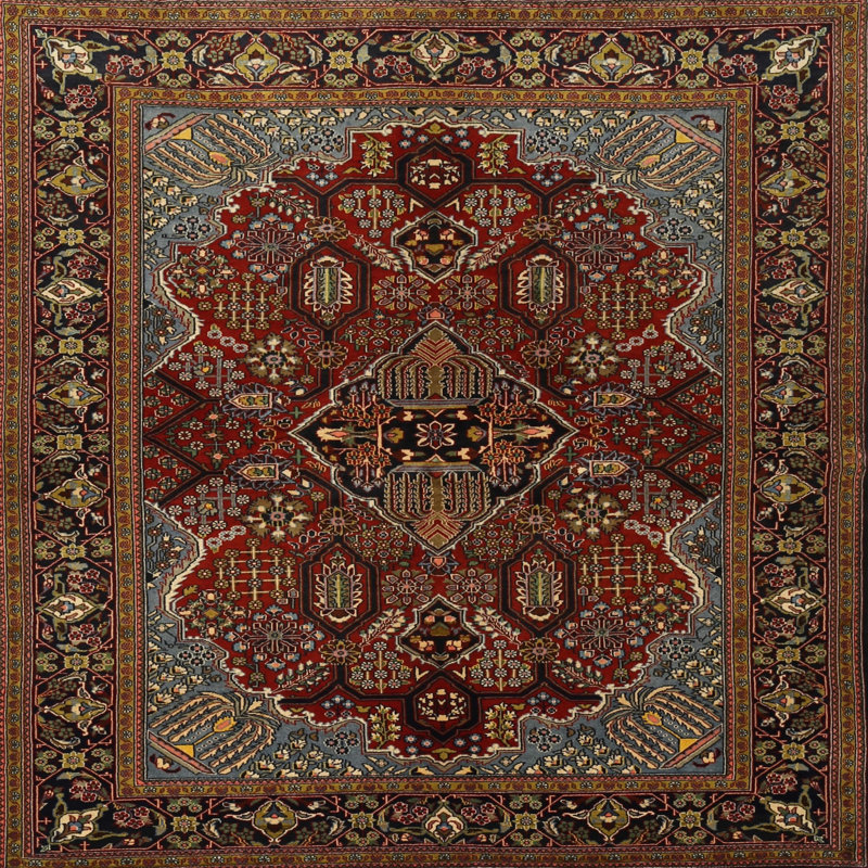 Tapis décoratif rouge de style sud-ouest Joana, Rond 4 pi