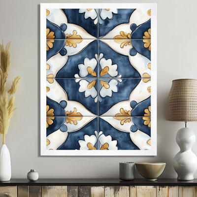 Azulejo bleu et blanc - Tableau encadré à motif global