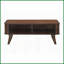 Table basse à finition noyer avec 2 portes tambour et amp; Tablettes pour le salon, rangement peu encombrant