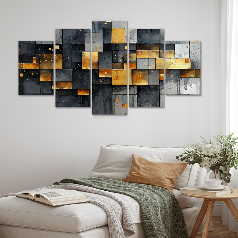 «Geometric Pulse Optic Ar VII» - art mural Pulse - art mural moderne sur toile en losange