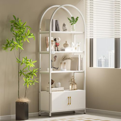 Bibliothèque, bibliothèque haute et armoire avec étagères de rangement en bois et en métal