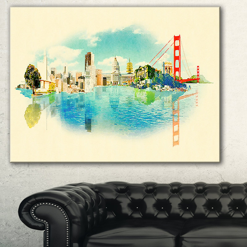 Vue panoramique de San Francisco - impression sur toile tendue, H 30 po x l 40 po x P 1 po