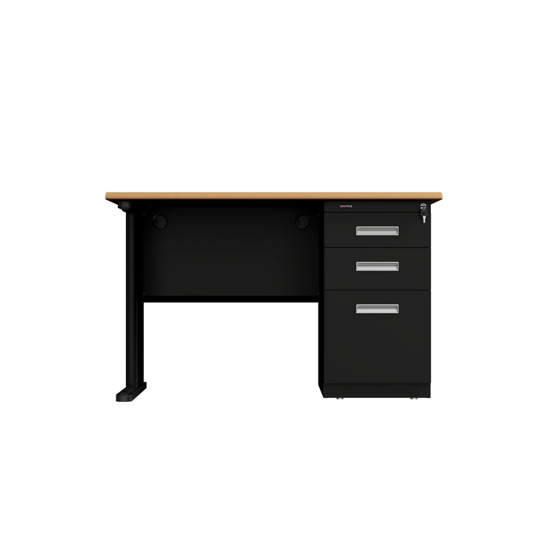 Bureau en acier, Beige / noir