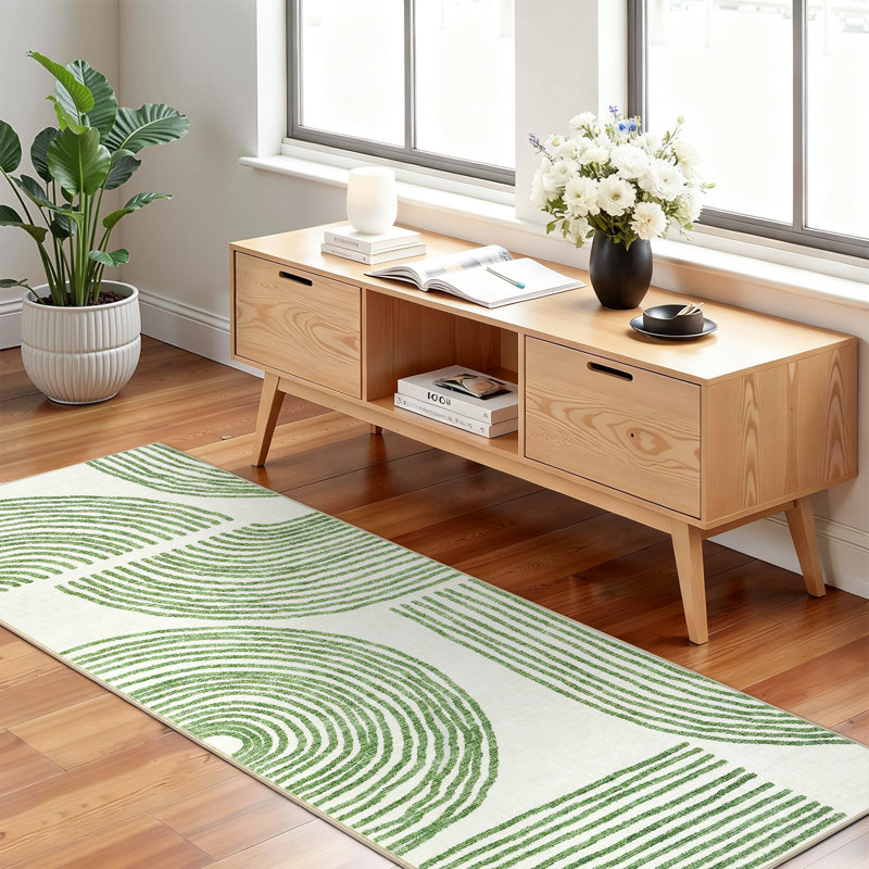 Machine Washable Rug with Non Slip TPR Backing Soft Non Shedding Floor Covering, Low Pile Thin Foldable Printed Mat for Living Room Bedroom