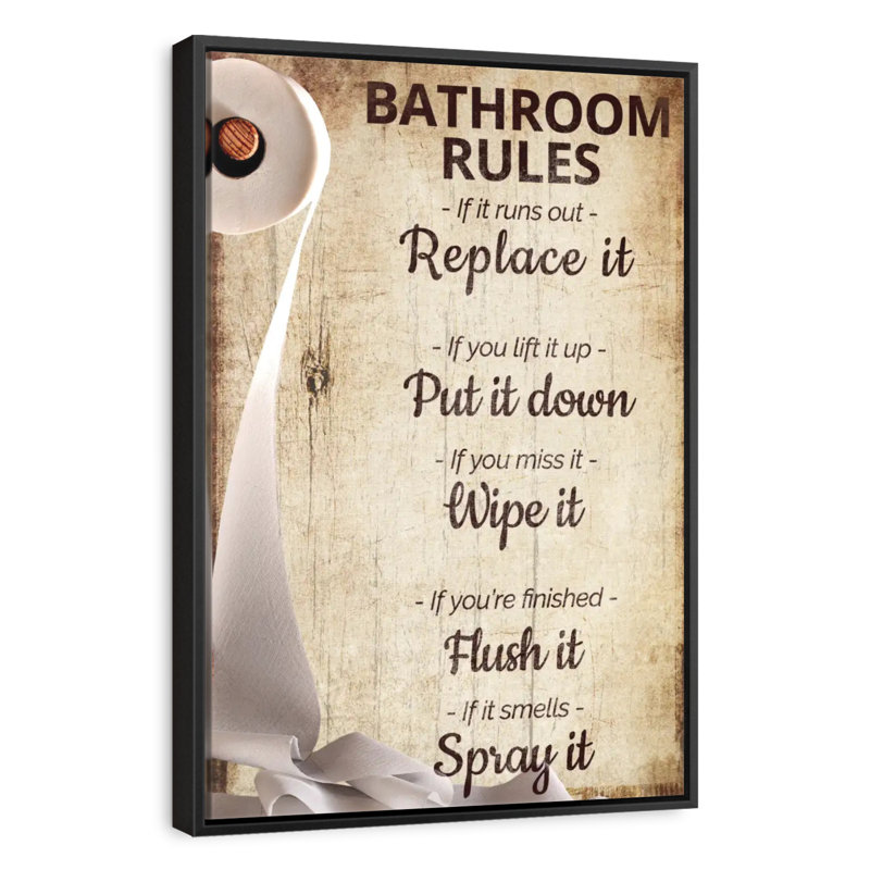 Des règles amusantes pour la salle de bain, Cadre flottant noir, 21 po x 31 po