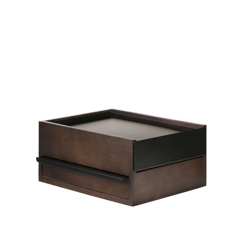 Stow Storage Box, Black/Walnut