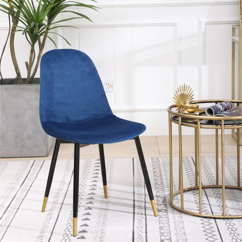 Table ronde de salle à manger 5 places - Bleue, avec piètement à tréteaux et 4 chaises, design contemporain élégant pour la salle à manger