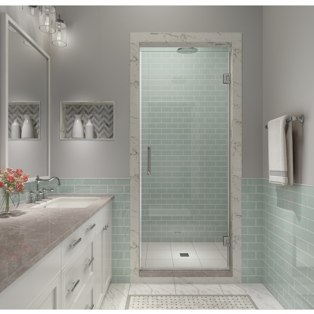 Kinkade XL 22.75" - 23.25" W x 80" H Hinged Frameless Shower Door Aston 