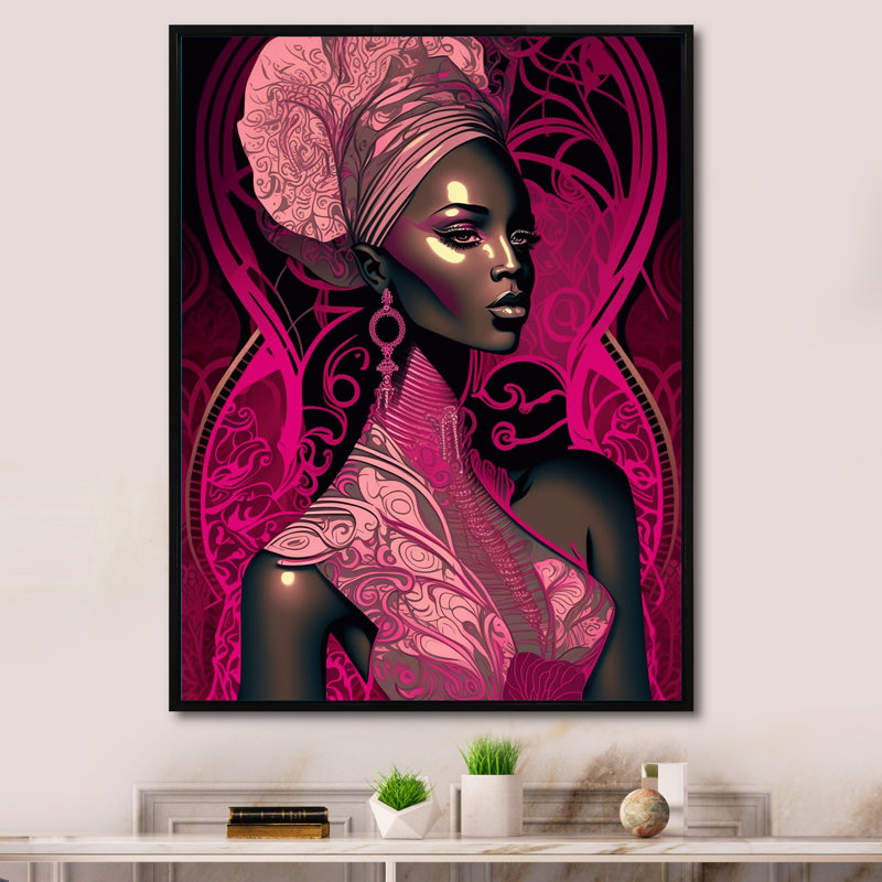 Edo, beau modèle rétro afro-américain sur toile, H 20 po x l 12 po x P 1 po, Cadre flottant noir