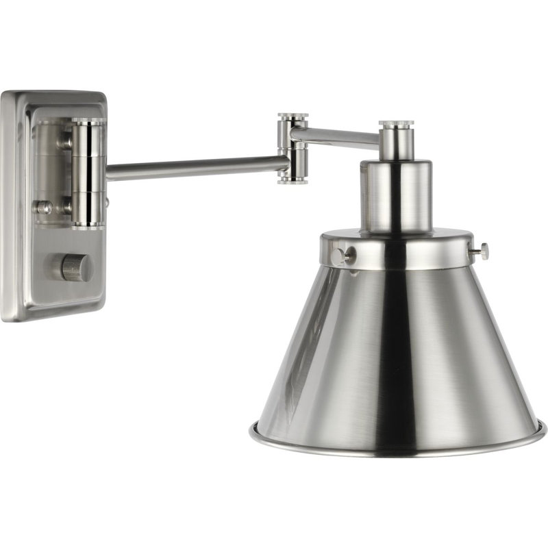 Lampe murale avec bras pivotant 1 lumière Oakpark, Nickel brossé