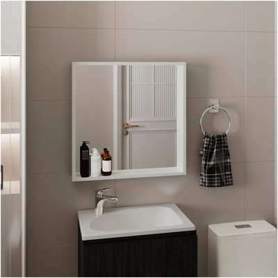 Dakota Medicine Cabinet With Mirror And Storage, Wall-Mounted Mordern Bathroom Organizer, White
