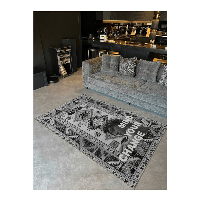 Tapis décoratif à motif texturé à motif texturé gris Apollo et changez votre esprit