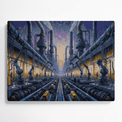 SciFi Robot maintenance districts Gray Metal Wall Art