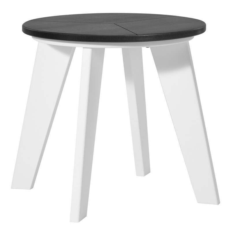 Outdoor Round 18" End Table, White, Gray