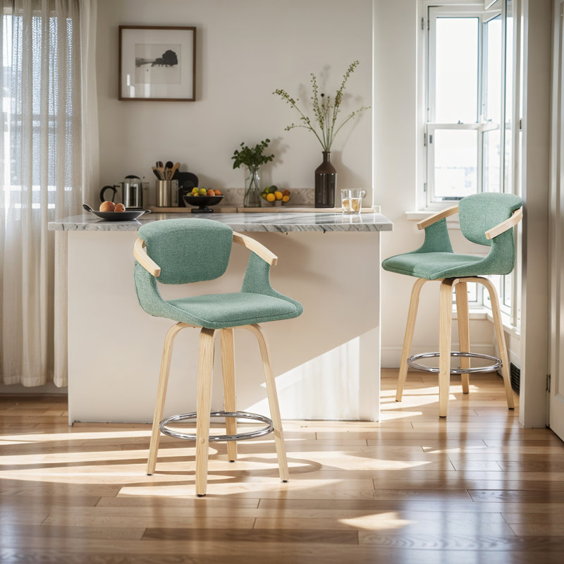 Tabouret de comptoir pivotant 25,78 po Tonnya, Vert, 2