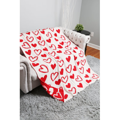 Jeté Cozy Hearts Luxe - Rouge