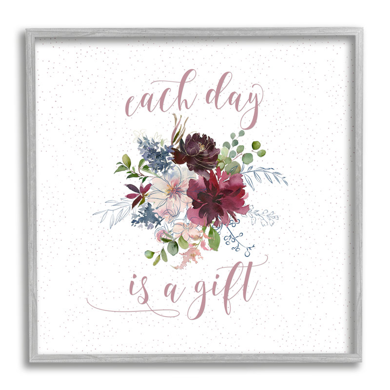 Citation de calligraphie «Every Day», motif floral minimal par Tara Moss - impression, H 12 po x l 12 po x P 1,5 po