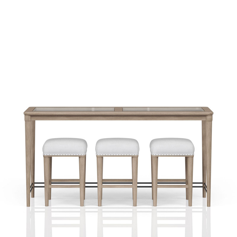 Console en verre givré avec 3 tabourets