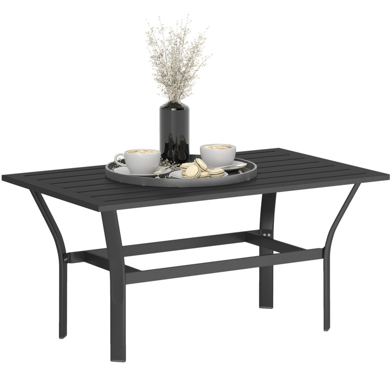 Metal Outdoor Coffee Table, Outdoor Side Table, Black, Black