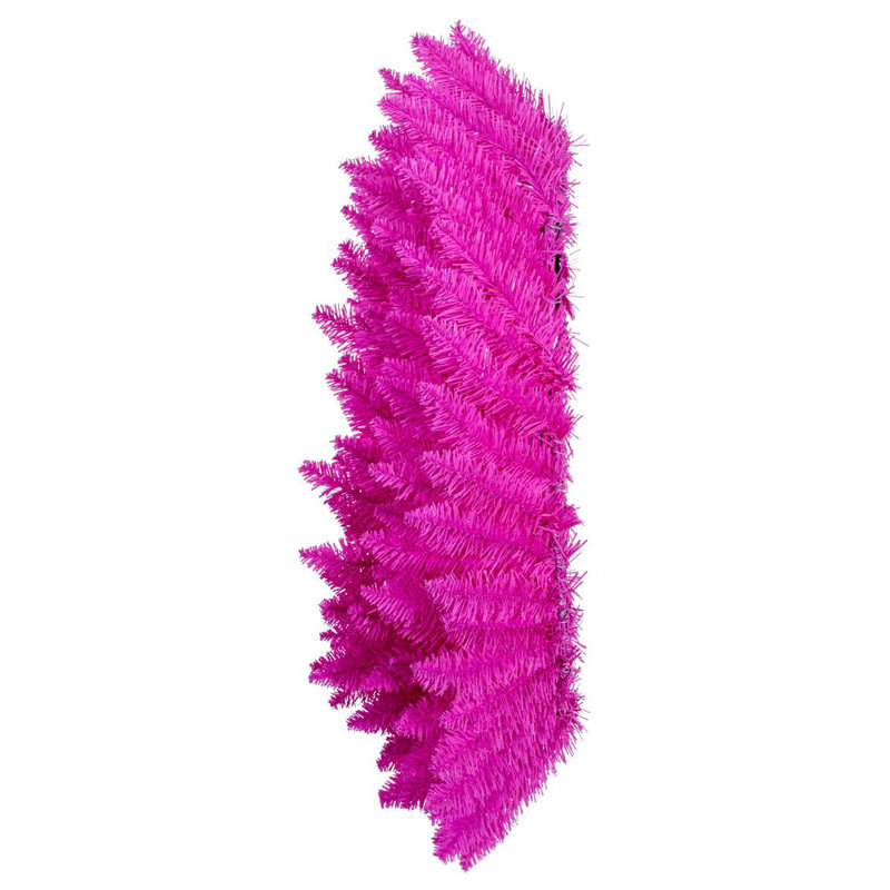 24" Hot Pink Artificial UnLit Wreath with 140 Realistic PVC Tips.