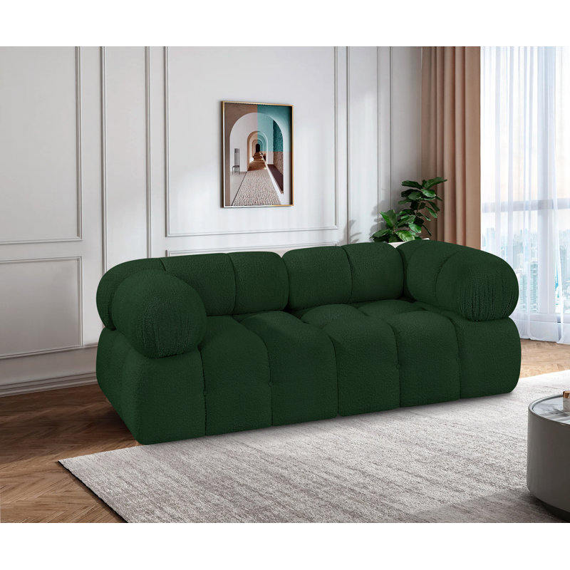 Ames Upholstered Sofa, Green Boucle Fabric, 2 Corner