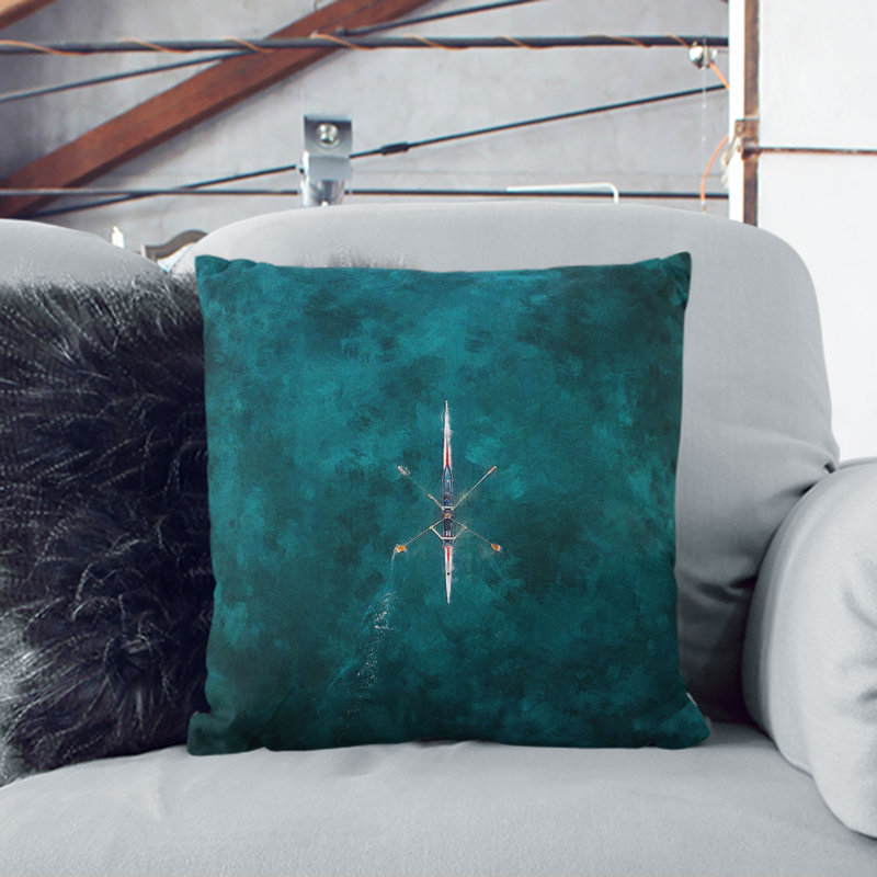Rowing on a Lake in Sweden Cushion with Filling, 55cm H x 55cm W x 20cm D